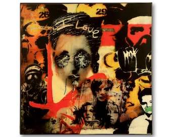 I LOVE Graffiti Art: Mixed Media Collage Canvas Wall Art