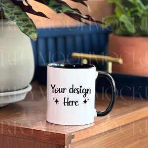 Ceramic Mug Mockup 11 oz Model Mug Mockup White Coffee Mug with Black Handle Digital PNG POD Stock-photo Print On Demand Lifestyle Mockup