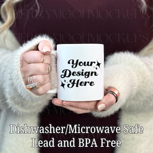 11oz White Ceramic Mug Mockup For Print On Demand Boho White Mug Mockup Photo For 11oz Mug Ceramic Drinkware Mockup Viral Trendy Mockup