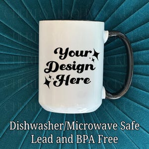 White Mug Mockup 15 oz Ceramic Mug Black Handle Mockup White Coffee Mug Cozy Styled Stock Photo Winter Mug Mockup Fall Mug Digital PNG