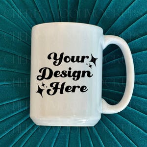 White Mug Mockup 15 oz Ceramic Mug Mockup White Coffee Mug Cozy Styled Stock Photo Winter Mug Mockup Fall Mug Digital PNG