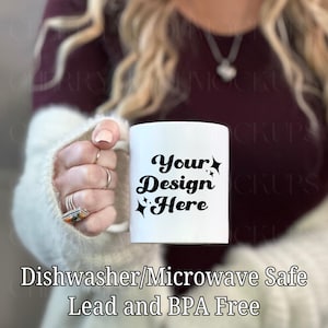 11oz White Ceramic Mug Mockup For Print On Demand Boho White Mug Mockup Photo For 11oz Mug Ceramic Drinkware Mockup Viral Trendy Mockup
