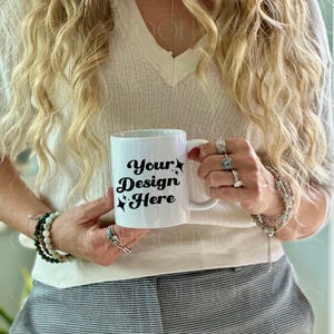 11oz White Ceramic Mug Mockup For Print On Demand Boho White Mug Mockup Photo For 11oz Mug Ceramic Drinkware Mockup Viral Trendy Mockup