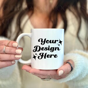 11oz White Ceramic Mug Mockup For Print On Demand Boho White Mug Mockup Photo For 11oz Mug Ceramic Drinkware Mockup Viral Trendy Mockup