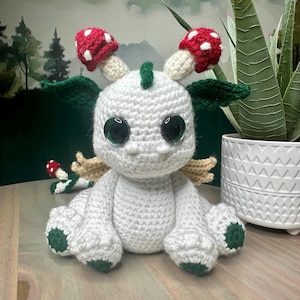 Mushroom Dragon Amigurumi | Handmade Crochet Fantasy Plush | Woodland Dragon Toy | Cottagecore Gift for Dragon & Mushroom Lovers