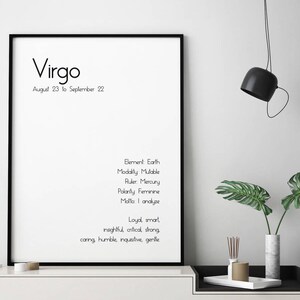 PRINTABLE // Virgo Zodiac Art Print Virgo Gifts, Gift for Him, Gift for Her, Mothers Day Gift image 3