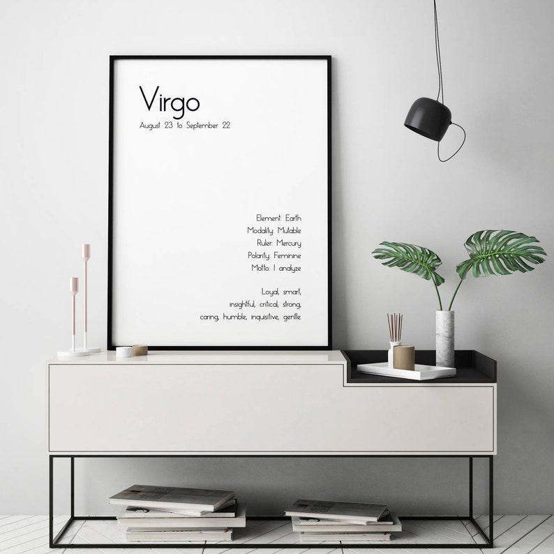 PRINTABLE // Virgo Zodiac Art Print Virgo Gifts, Gift for Him, Gift for Her, Mothers Day Gift image 3