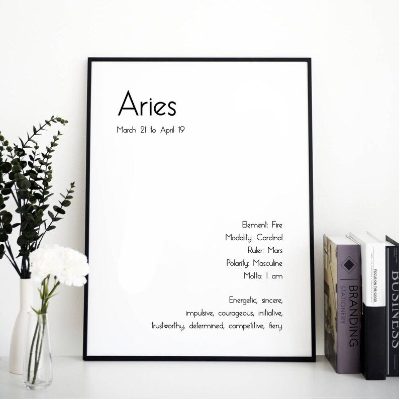PRINTABLE // Aries Gift Aries Zodiac Sign Digital Download Etsy