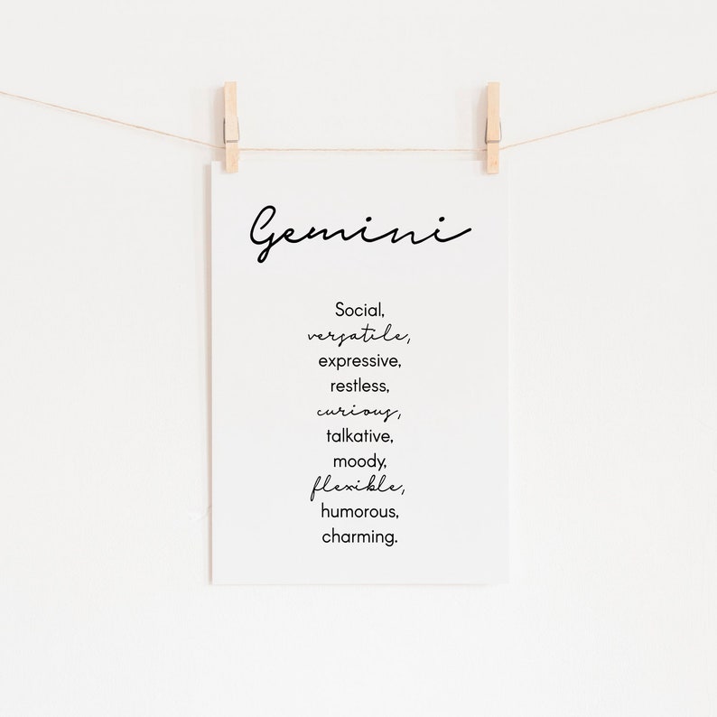 Gemini Print Gemini Gifts Gemini Wall Art Gifts For Mom Etsy