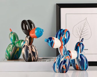 Balloon Dog figurine chic contemporary paint splash modern decor model animal rainbow dog model dog statue modern art decor