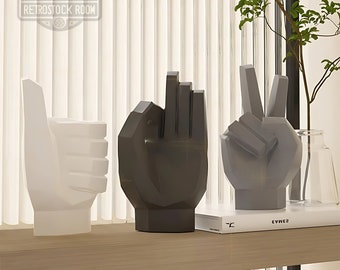 Moderna abstrakta handgestfigurer - Abstrakta freds-, okej- och tummen upp-skyltar för modern skrivbordsdekor och inspirerande kontorskonst