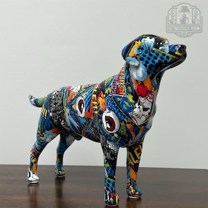 Labrador Statue Graffiti Dog Model Labrador art graffiti figurine modern Labrador dog statue modern home decor kitchen statue graffiti