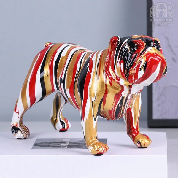 Farbspritzen Französische Bulldogge Modell Kunst Moderne Farbe Bulldogge Figur Getropft Farbe Statue Frenchie Wohnkultur Moderne Wohnzimmerdekoration