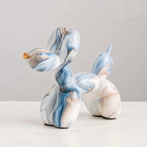 Figura de estatua de perro con globo, decoración moderna para el hogar, modelo de perro, diseño de arco iris, escultura de perro/escultura de globo Blue&White