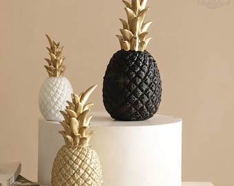Estatua de piña para decoración del hogar - Escultura de piña dorada - Adorno de piña plateado - Diseño de interiores - Decoración con piña