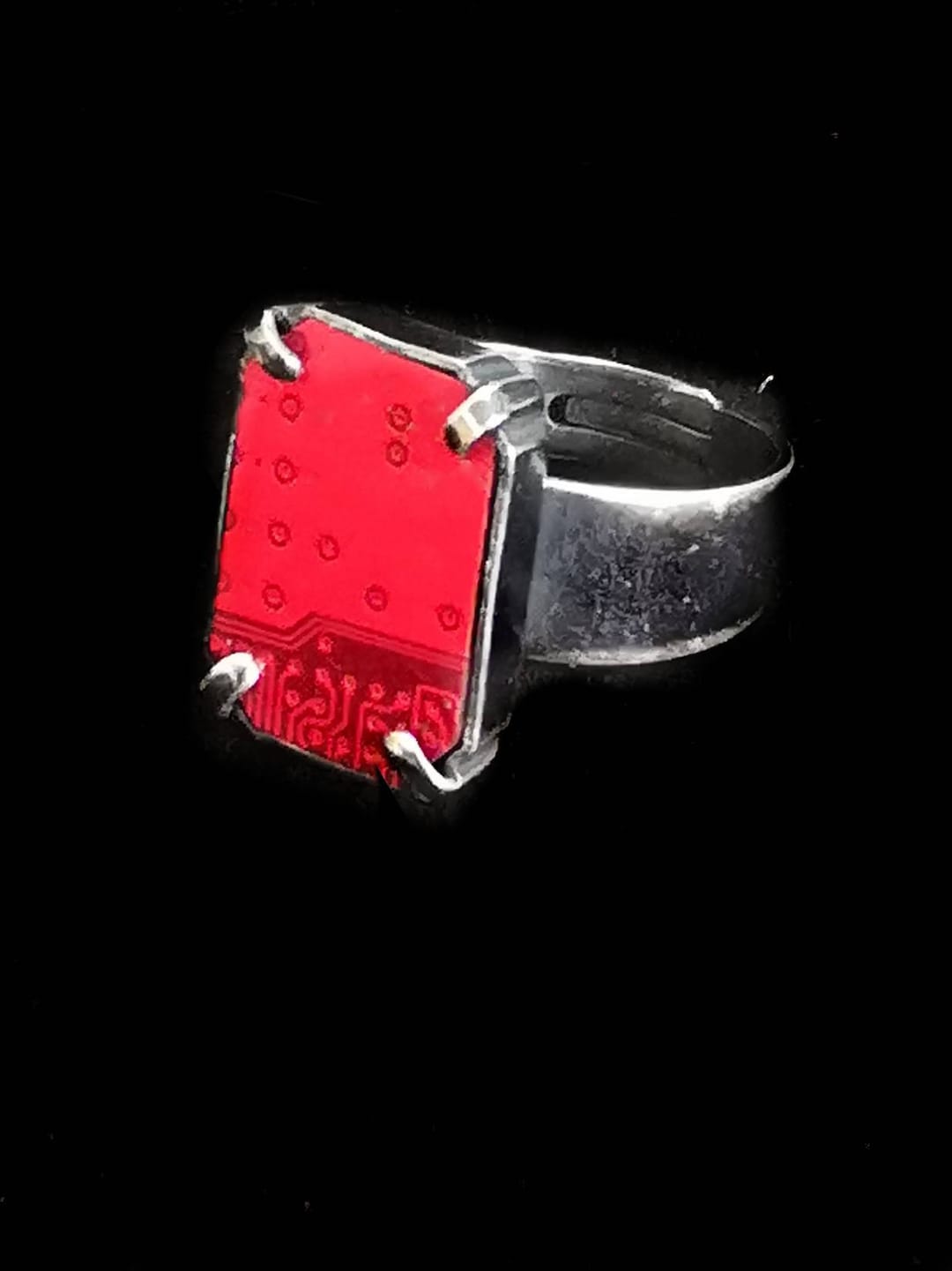 Red Cyber Punk Circuit Adjustable Ring,techy Gift for Her,adjustable ...