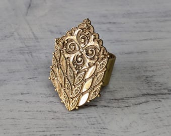 adjustable gold ring, gold women's jewelry, vintage gold ring, women's gift, diamond ring, chiseled jewelry, women's ring, vintage jewelry