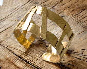 Women's bracelet, gold cuff, women's jewelry, gift for her, recycled brass, hammered style, fine gold gilding, ethical jewelry, gift for her