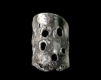 Ring size 7- moon-lune- textured-satellite-science fiction-chic, vintage, planet-small recycled old spoon-silver-moon woman jewel
