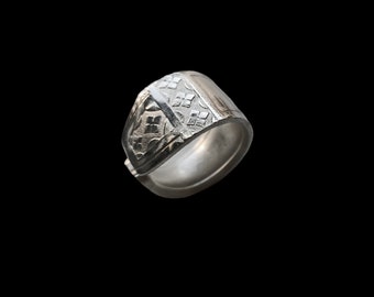 Ring S8 3/4 - gyspy-hippie fork jewelry - upcycling vintage - Art Deco-chic style, woman, gift, silver metal ring
