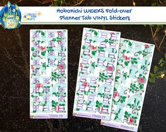 Vintage Japanese Rose TAB vinyl stickers | Hobonichi WEEKS Jibun B6 A6 A5 Planner Journal TN BuJo agenda | Month Blank Solid |Durable vivid