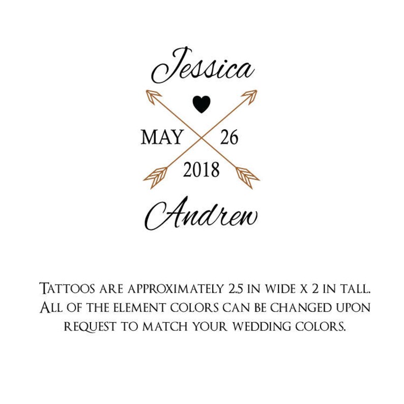 CUSTOM Wedding FAVOR TATTOOS Arrow Tattoo Temporary Wedding Etsy