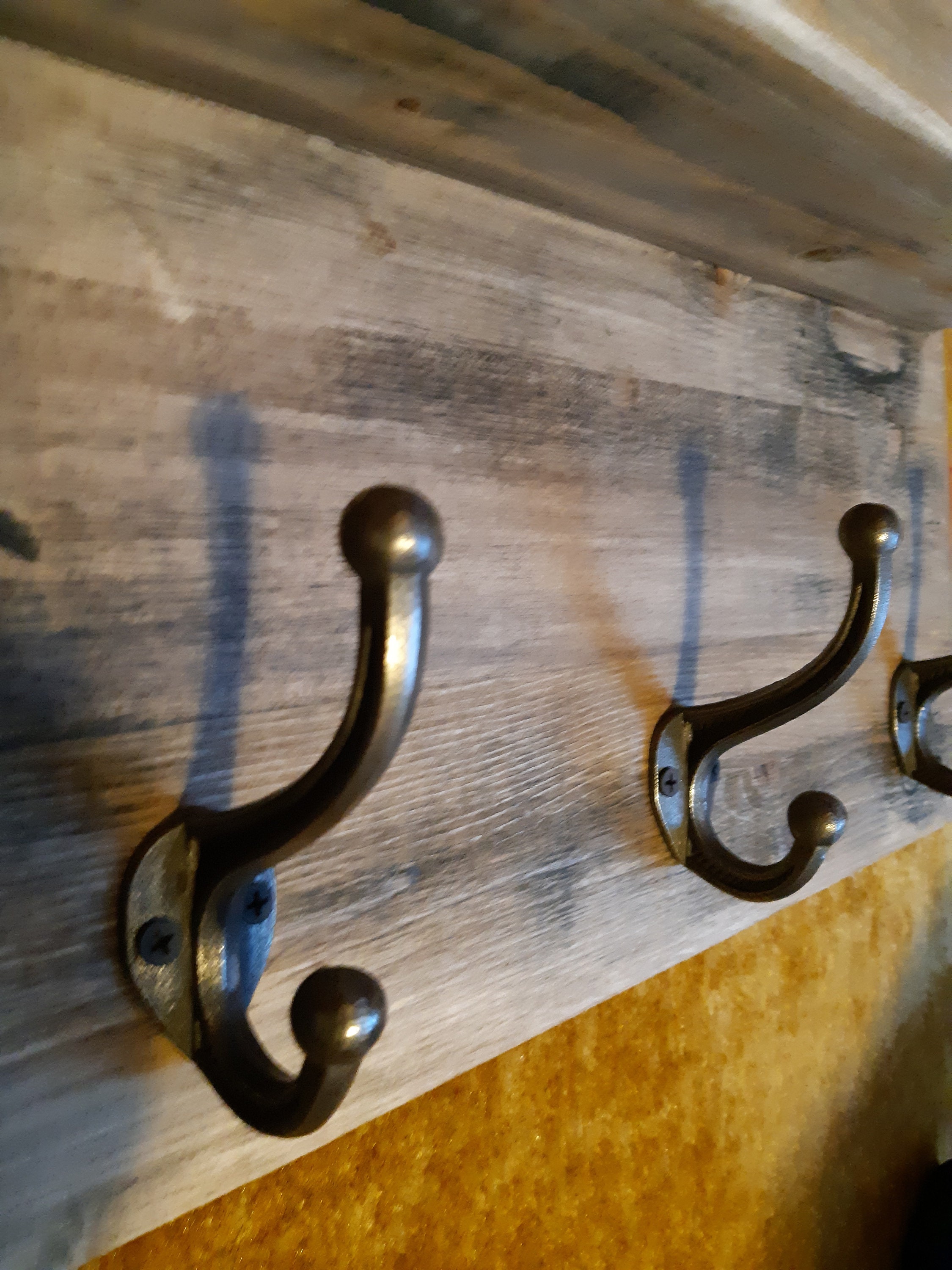Simple coat hook unit in a rustic distressed barn board finish Etsy