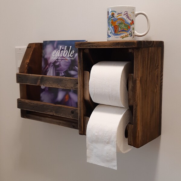 Rustic Toilet Paper Holder With Shelf - Etsy