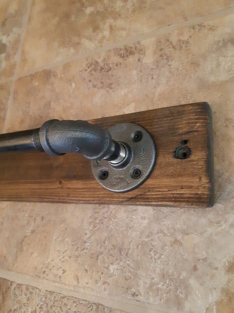 Steampunk industrial style towel bar with rustic distressed Etsy