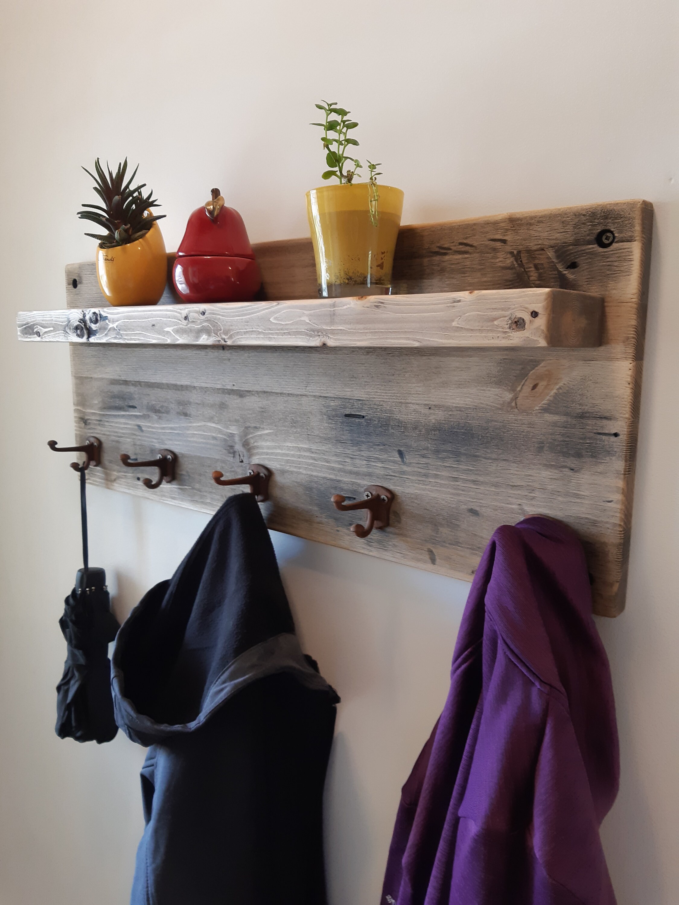 No.1 Best Seller Rustic Aged Coat Hanger and Shelf New Iron Etsy