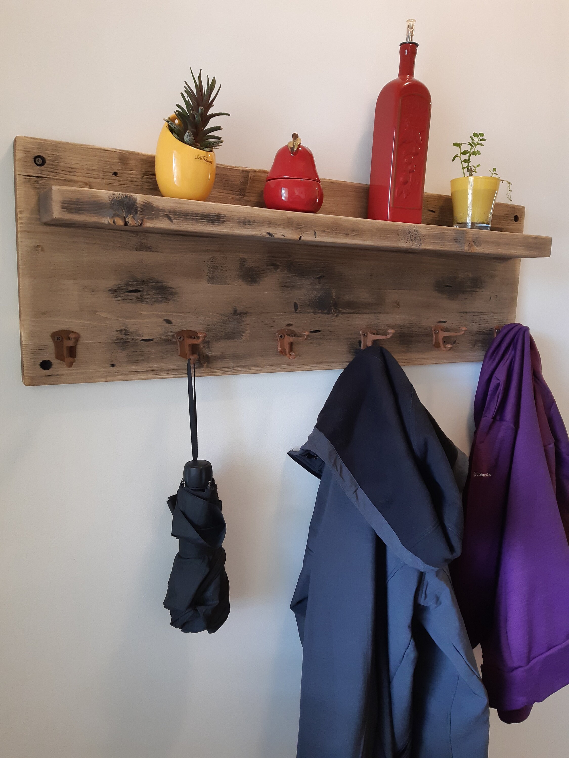 No.1 Best Seller Rustic Aged Coat Hanger and Shelf New Iron Etsy