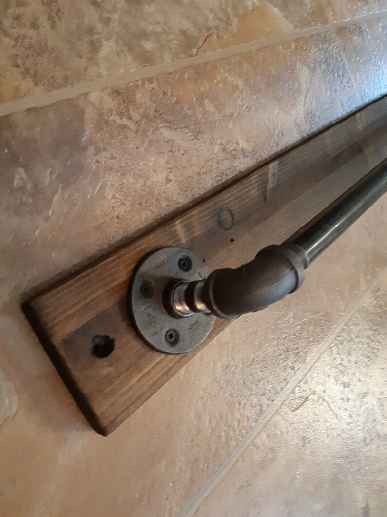 Steampunk industrial style towel bar with rustic distressed Etsy