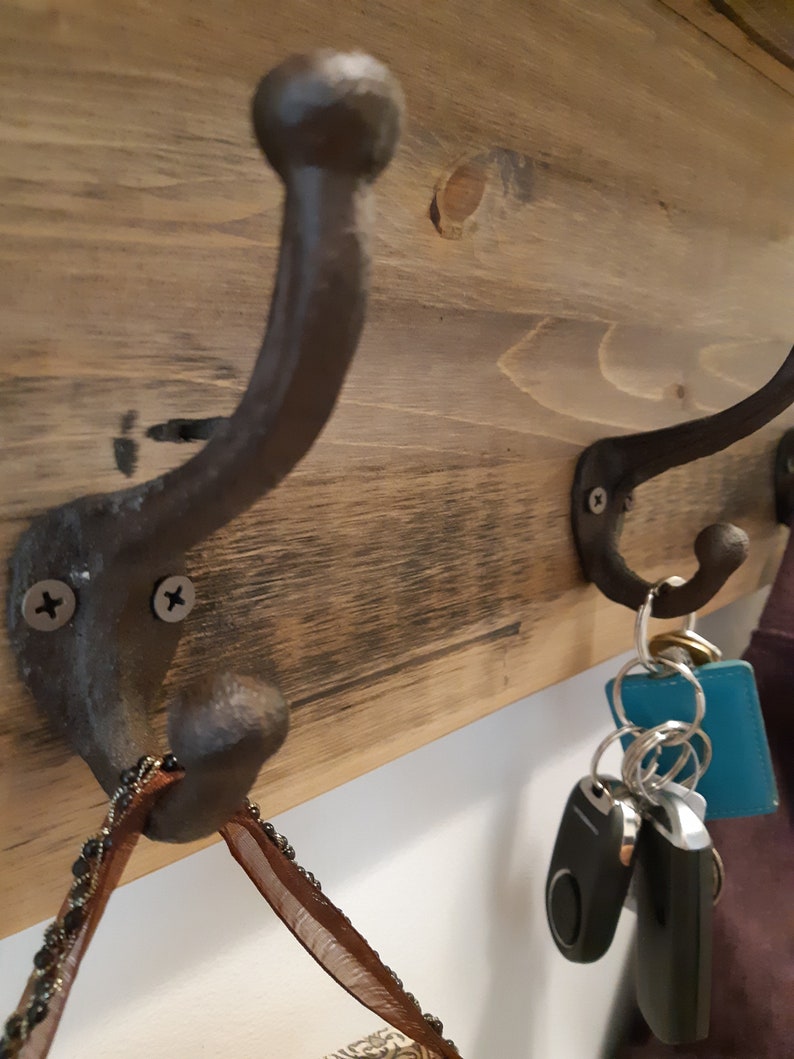 Rustic weathered barn board shelf and coat hanger unit Etsy