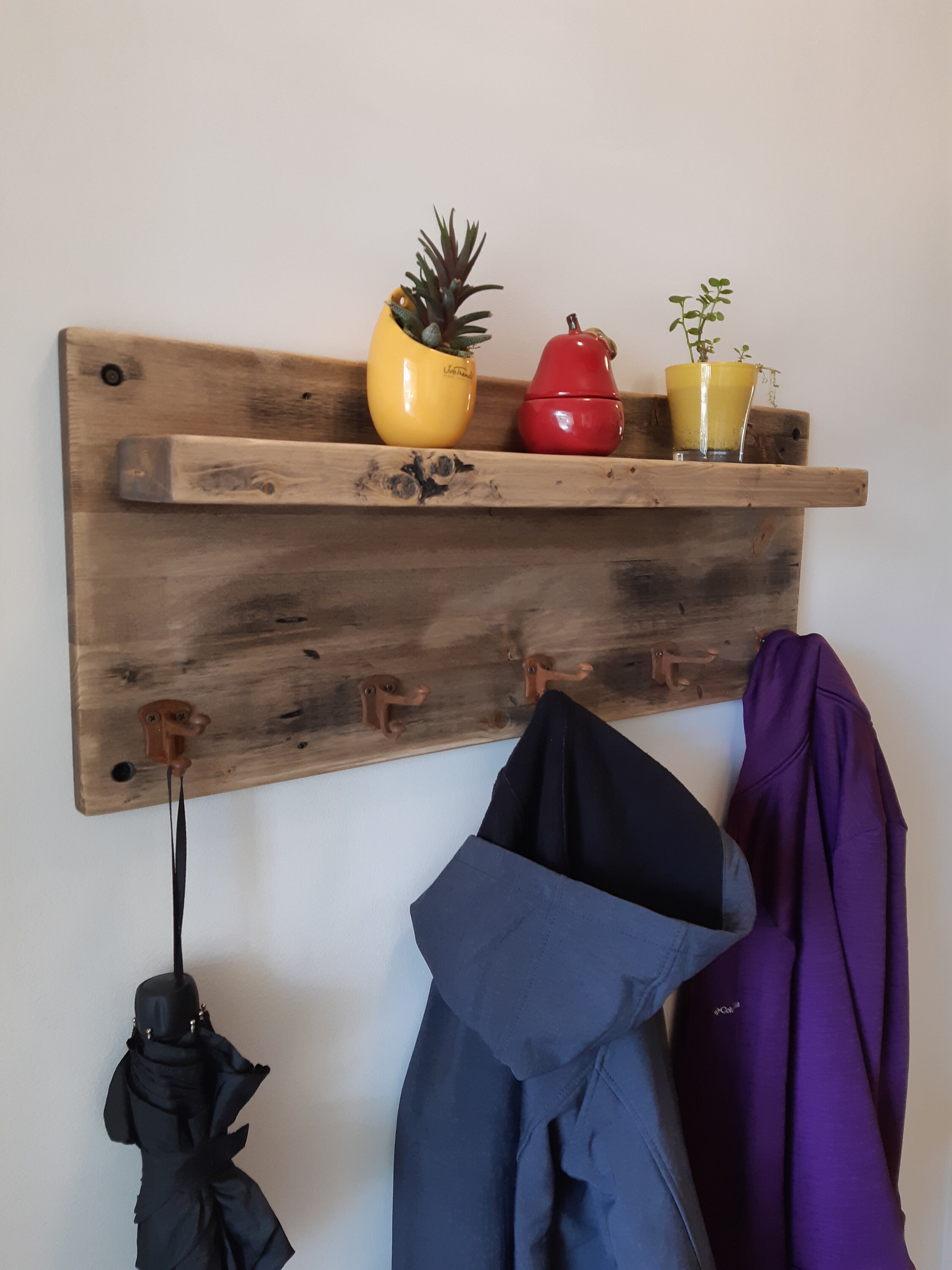 No.1 Best Seller Rustic Aged Coat Hanger and Shelf New Iron Etsy