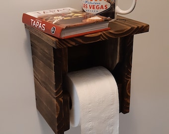 Toilet roll holder, toilet paper, rustic distress, bathroom shelf, cabin, cottages, chalet, farmhouse decor, Air B&B, ranch, pub, restaurant