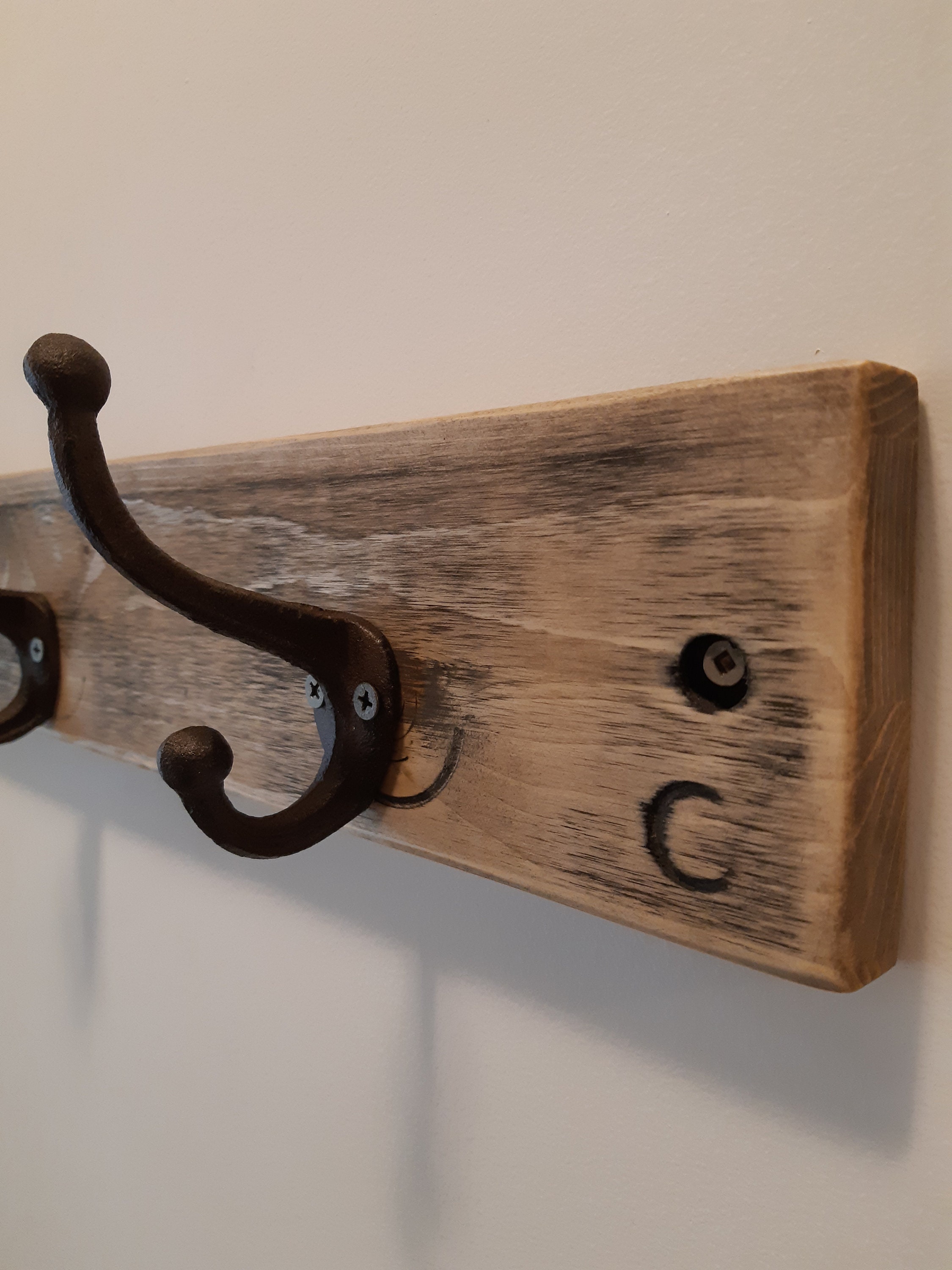 Simple coat hook unit in a rustic distressed barn board finish Etsy