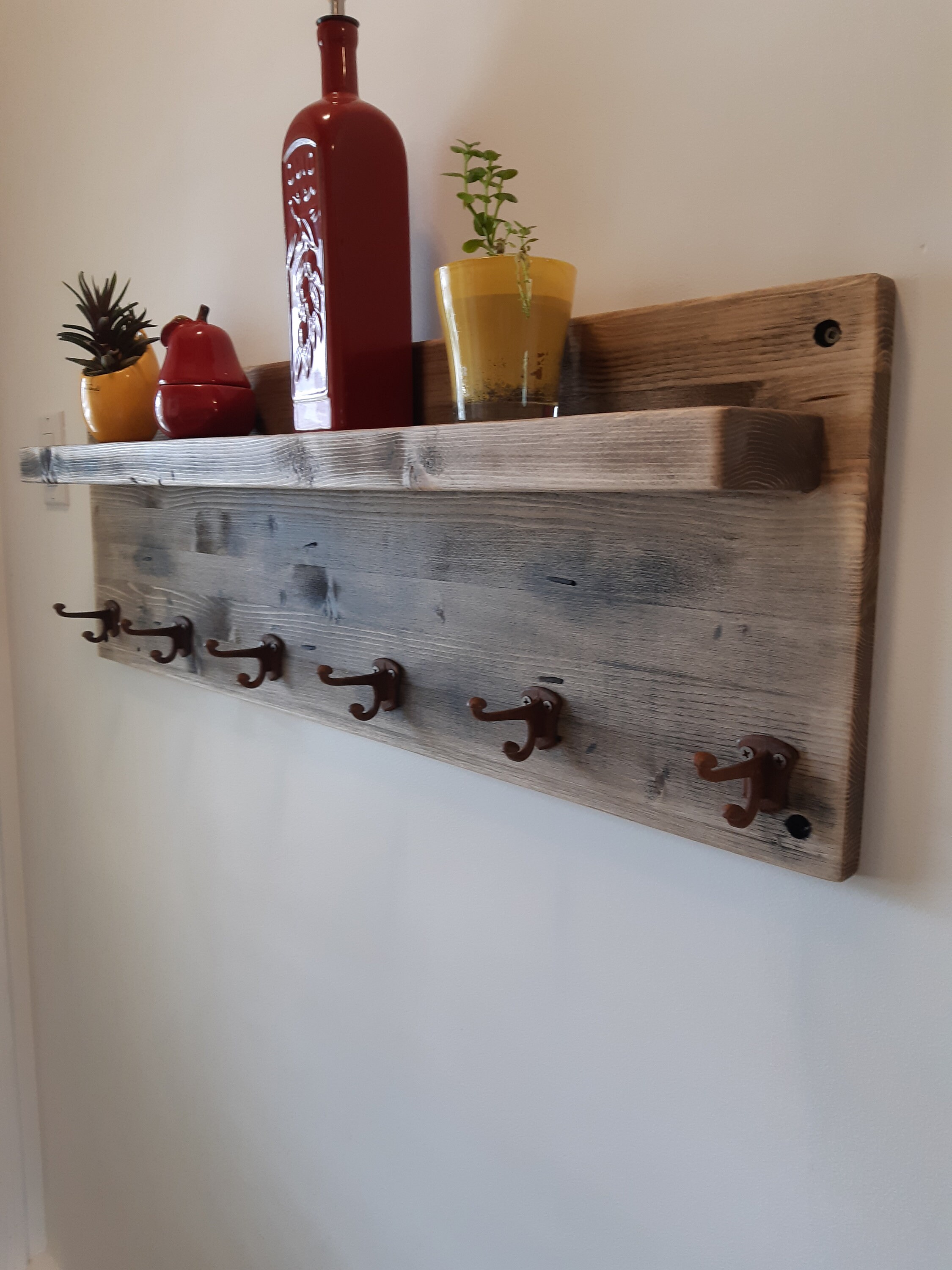 No.1 Best Seller Rustic Aged Coat Hanger and Shelf New Iron Etsy