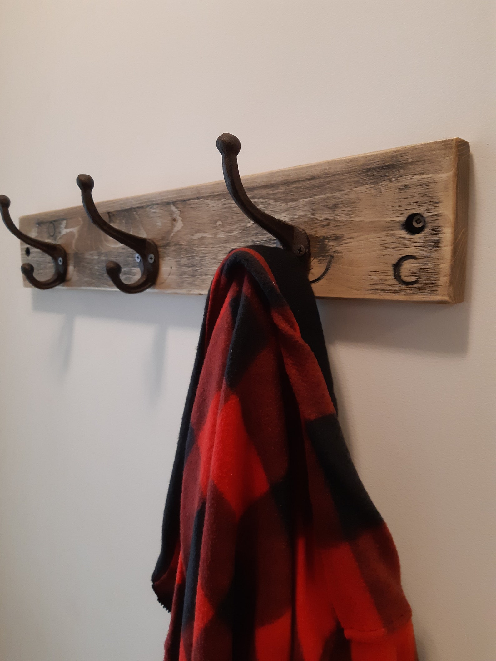 Simple coat hook unit in a rustic distressed barn board finish Etsy