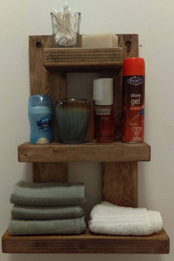 Barn Board Rustic 3 Tier Bathroom Shelf Unit Also Works Well Etsy