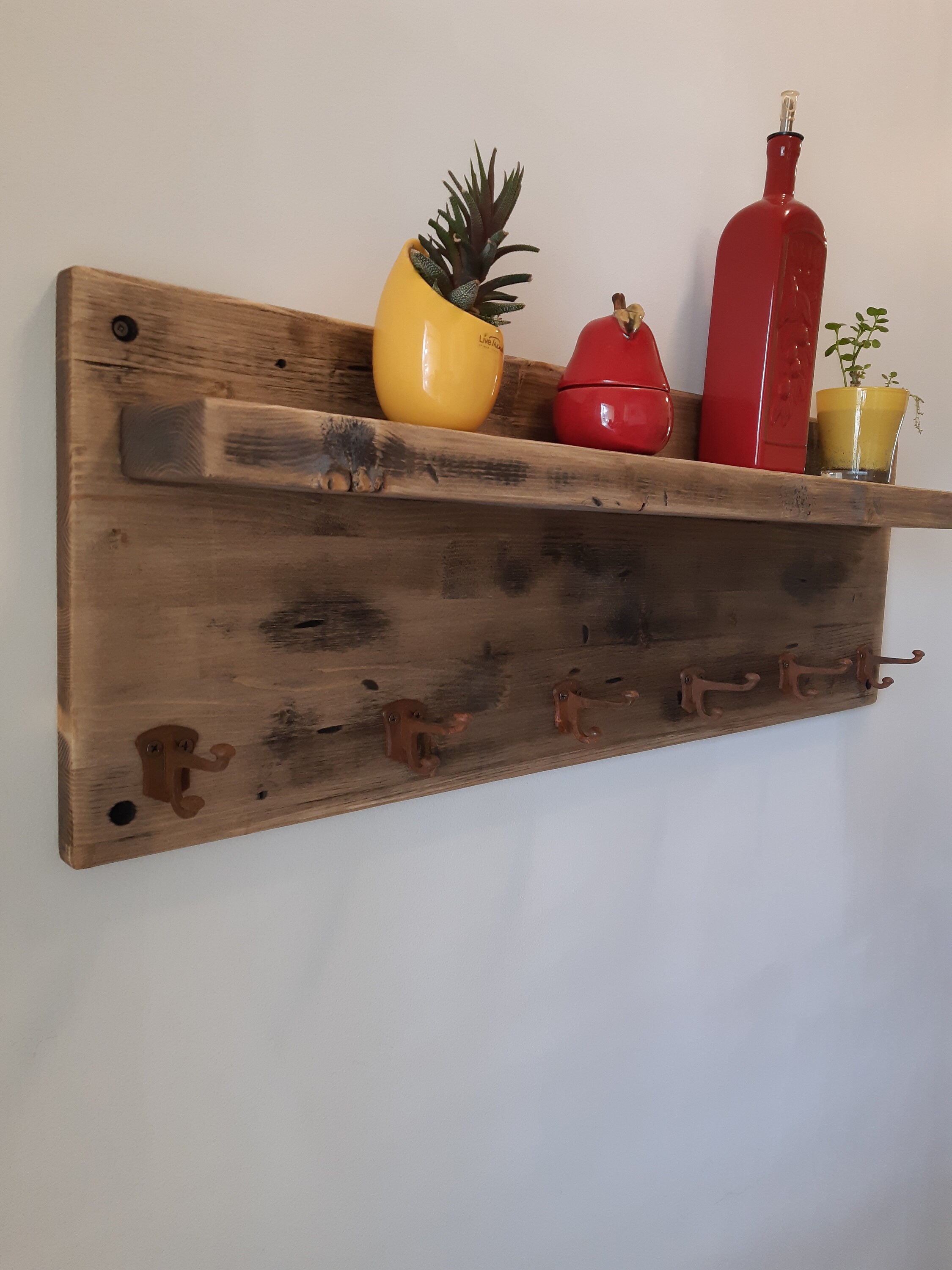 No.1 Best Seller Rustic Aged Coat Hanger and Shelf New Iron Etsy