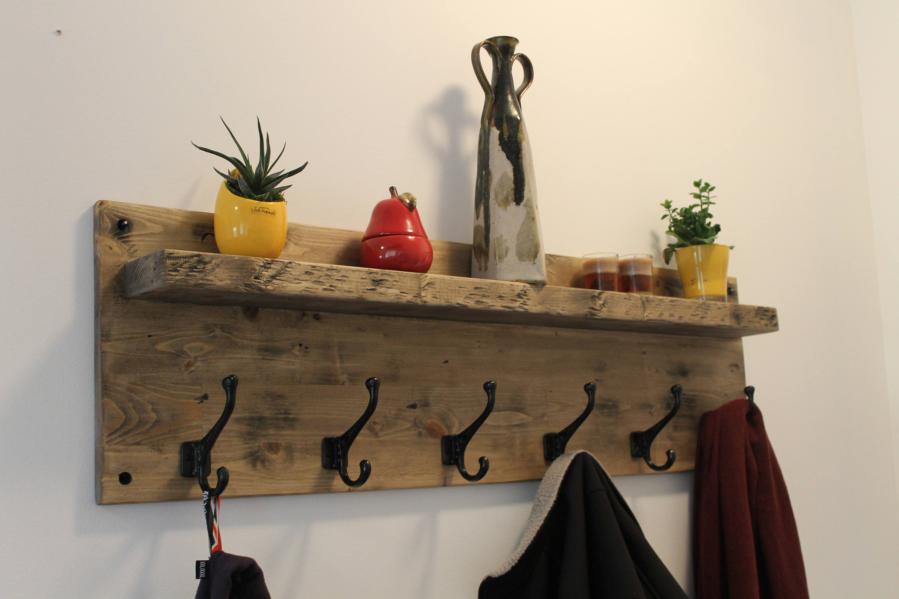 No.1 Best Seller Rustic Aged Coat Hanger and Shelf New Iron Etsy