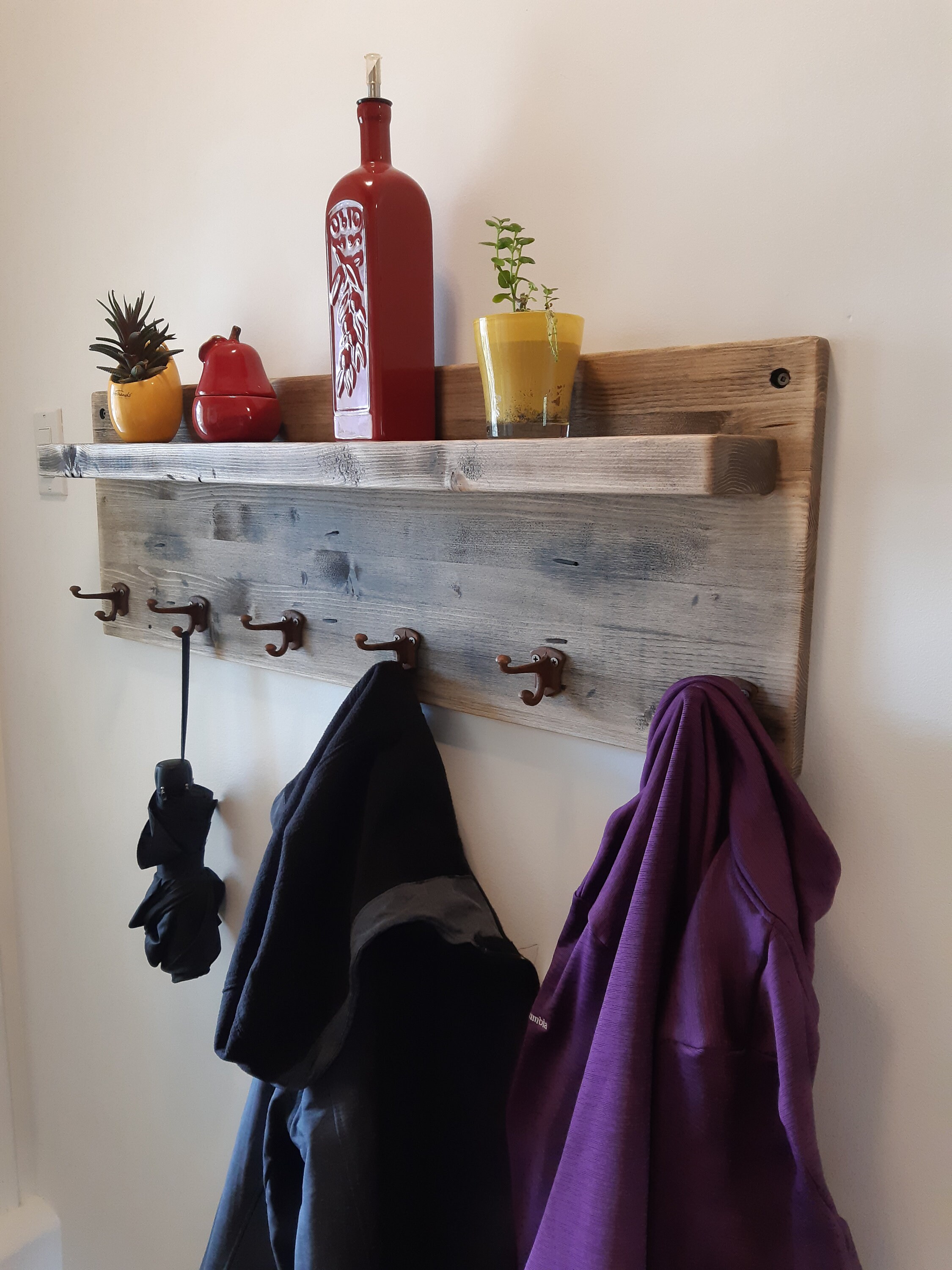 No.1 Best Seller Rustic Aged Coat Hanger and Shelf New Iron Etsy