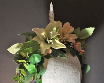 Unicorn Horn- Sparkle White Horn and Blush Floral
