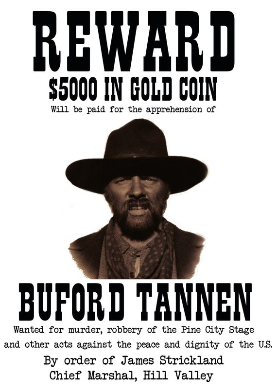 Buford Tannen Wanted Poster - Etsy