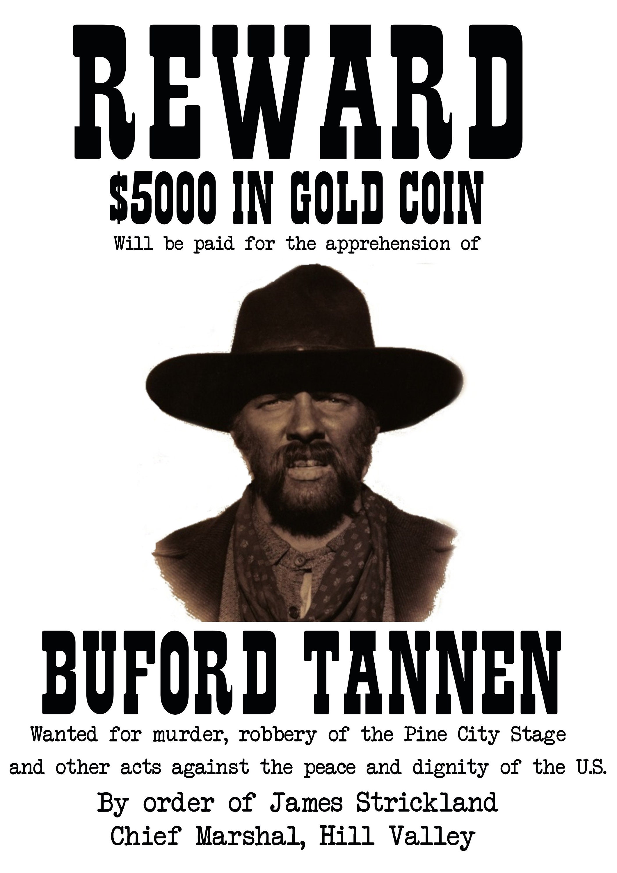 Buford Tannen Wanted Poster - Etsy