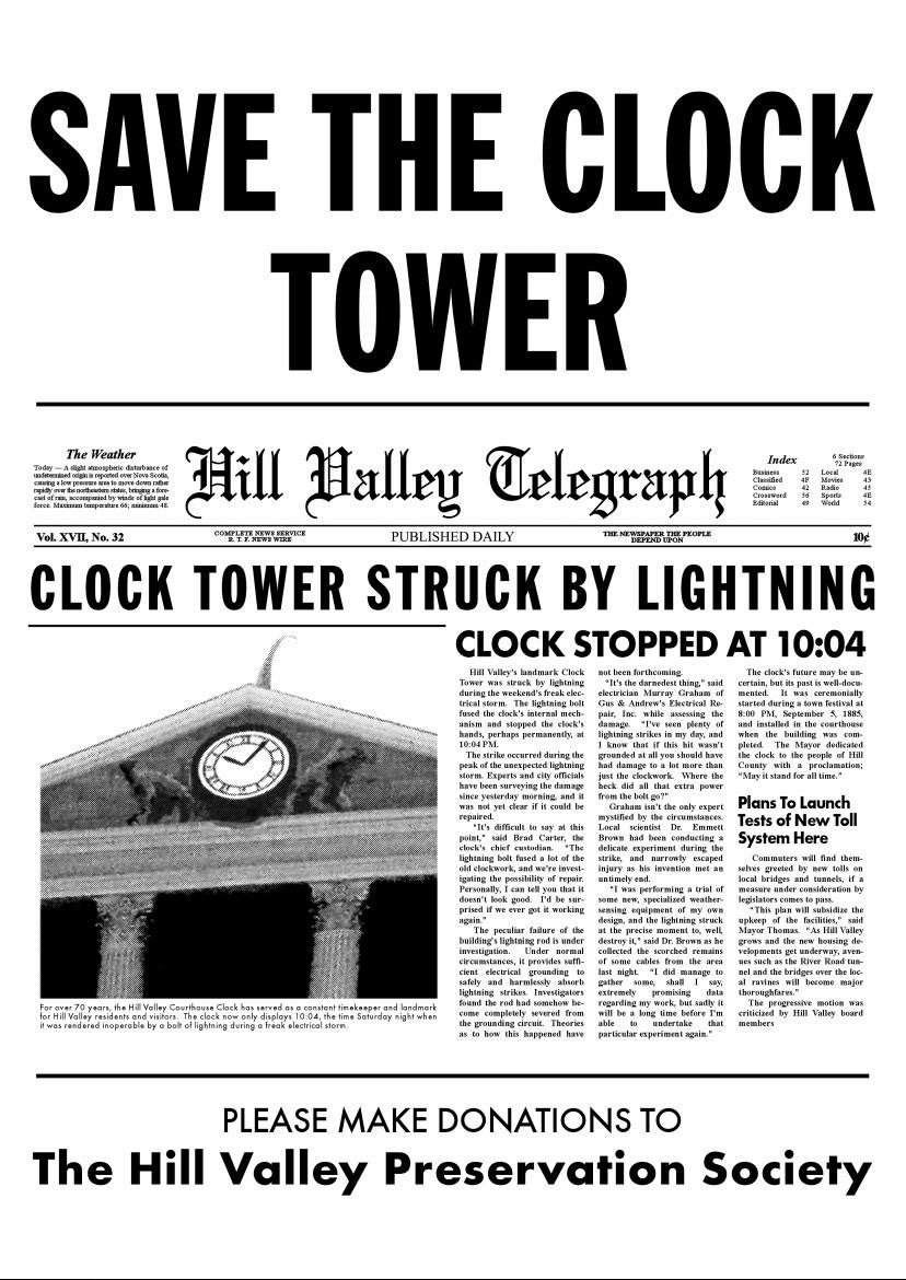 Back to the Future Save the Clock Tower Flyer - Etsy