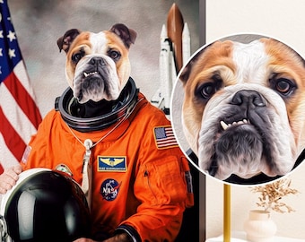 Personalized Custom Astronaut Pet Portrait, Dog Portrait, Pet Astronaut Digital, Portrait from Photo, Digital Pet Portrait, Digital Download