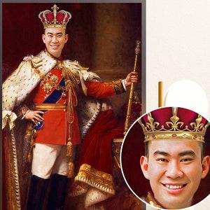 Custom King Royal Portrait, Victorian Portrait from your Photo,Portrait Print on Poster or Canvas,Pet & Human Portrait,Boyfriend Gift Ideas