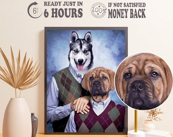 Personalized Step Brothers Human & Pet Portrait, Christmas Gifts, Custom Portrait, Portrait from Photo, Dog Portrait, Digital Download