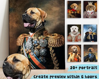 Personalized Custom King Royal Portrait Art, Dog Portrait, Pet Portrait Royal, Portrait from Photo, Digital Pet Portrait, Digital Download